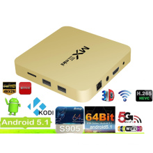 Google Android 5.1 Amlogic S905 Smart TV Box con IPTV, H. 265, 4 k * 2 k Video, HDMI versión 2.0 Octa-Core con Internet Bluetooth Bt4.0 Set Box TV de OPP de la caja superior